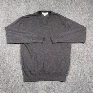 Turnbury Sweater Mens M Wool V-Neck Gray Merino Extra Fine Classic Warm Preppy